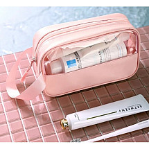 Foldable, portable cosmetic bag, size S, powder pink case, KS90