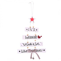 Christmas decoration, wooden Christmas tree, white KSN66CH