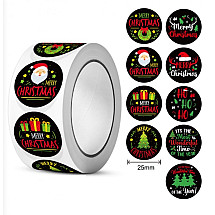 500pcs Christmas stickers on tape diameter 25mm decorative stickers self-adhesive labels NNK17