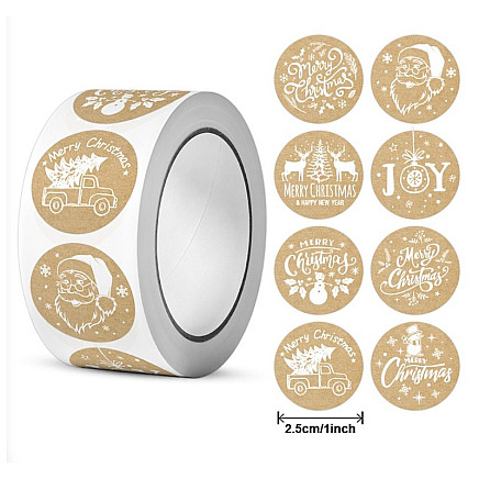 500pcs Christmas stickers on tape diameter 25mm decorative self-adhesive stickers labels NNK18