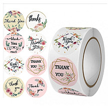 500pcs Thank You Stickers on Tape Diameter 25mm Decorative Stickers Self-adhesive Labels NNK12