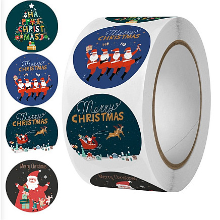 500pcs Christmas stickers on tape diameter 25mm decorative stickers self-adhesive labels NNK14