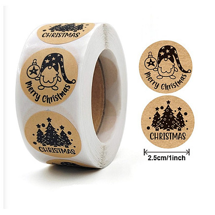 500pcs Christmas stickers on tape diameter 25mm decorative stickers self-adhesive labels NNK15