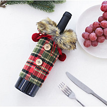 Bottle cover, wine Christmas red and green check KSN11