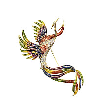 CRYSTAL decorative brooch "Birds of Paradise" BZ118