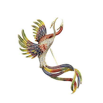 CRYSTAL decorative brooch Birds of Paradise BZ118