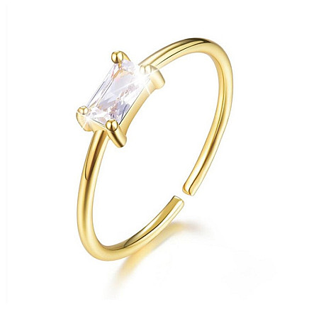 Surgical steel ring, gold-plated with zircon PST892B