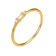 Ring surgical steel, gold-plated with zircon PST894B, Ring size: US7 EU14