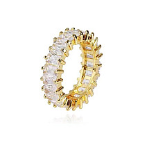 Gold-plated ring with zircons, color, surgical steel, gold-plated PST579B, Ring size: US7 EU14