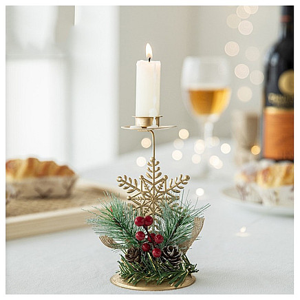 Christmas gold decorative candle holder for table Glamor 15 cm KSN121