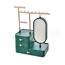 Green jewelry organizer, cabinet with mirror and drawers PD60ZIE