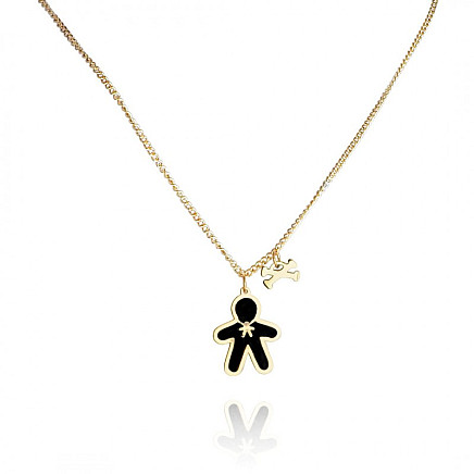 Necklace made of stainless steel, gold-plated with 14k gold NST2067