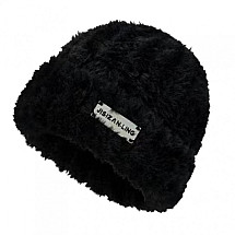 Plush winter hat, soft and warm, with a patch, black CZ31WZ3