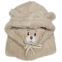 Plush winter hat with teddy bear ears + neck warmer, 2 in 1 - brown CZ34WZ1