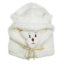 Plush winter hat with teddy bear ears + neck warmer, 2 in 1 - cream CZ34WZ2