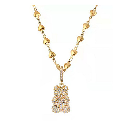 Teddy bear necklace, 14k gold-plated stainless steel NST1592KR