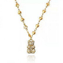 Teddy bear necklace, stainless steel, 14k gold-plated NST1627