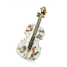 Decorative brooch Violin white BZ67