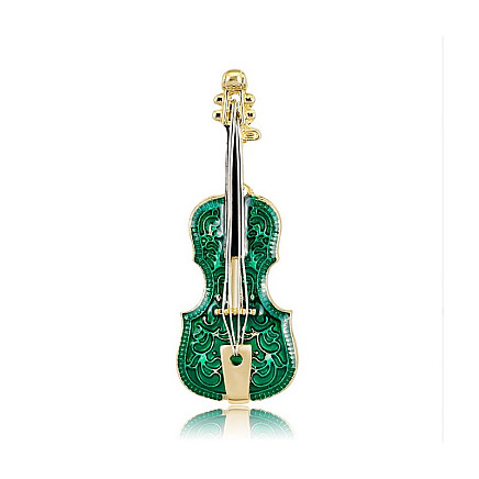 Decorative brooch GREEN VIOLIN BZ80