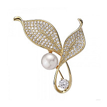 CRYSTAL decorative brooch with pearl BZ117