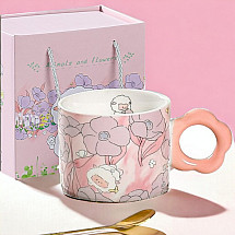 Floral Mug with a spoon 280 ml + Gift Box KB01R