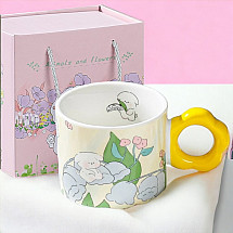 Floral Mug with a spoon 280 ml + Gift Box KB01ZO