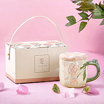 Pearl Mug with Lid 450 ml Roses + Gift Box KB02R