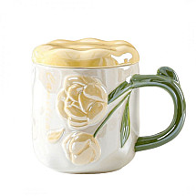 Pearl Mug with Lid 450 ml Roses + Gift Box KB02ZO