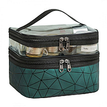 Geometric extendable cosmetic bag green 23x15.5x9cm KS35WZ1