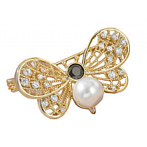 Decorative brooch Crystal Insect with Pearl BZ139