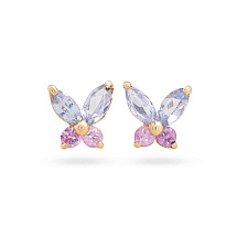 Stainless steel earrings with gold-plated studs 0.6 cm KST3033