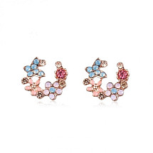 Stud earrings, wreaths, zircons, flowers, color K1674