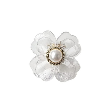 Hairpin buckle XL flower transparent gold pearl 6.5 x 6.5 cm SP271