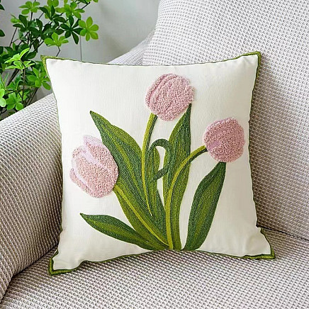 Pillowcase 45 x 45 cm with flowers TULIPS texture POD147