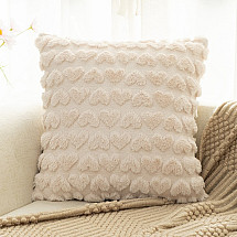 Pillowcase 45 x 45 cm fluffy texture HEARTS Beige POD149