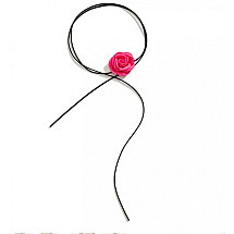 Choker necklace, decorative flower, rose on a strap, elegant fuchsia N760F