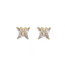 Stainless steel earrings plated with 14k gold, stud S925 KST3191