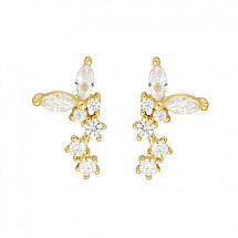 Stainless steel earrings plated with 14k gold, stud S925 KST3195