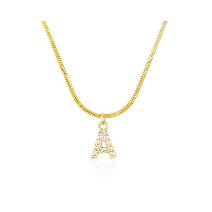 Necklace made of surgical steel, gold-plated, letter A, NST2086A