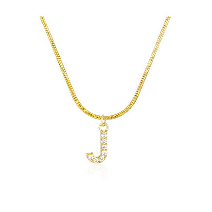 Necklace made of surgical steel, gold-plated, letter J, NST2086J