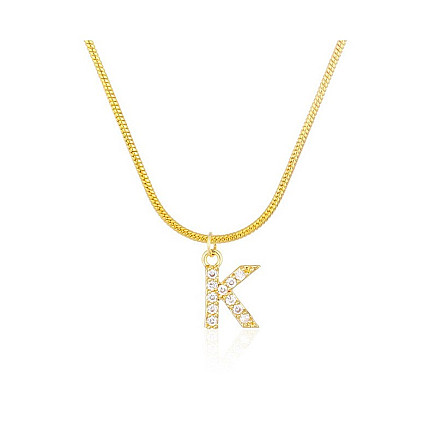 Necklace made of surgical steel, gold-plated, letter K, NST2086K