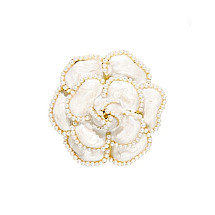 Decorative brooch cream flower CAMELIA with pearls BZ144