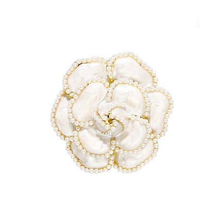 Decorative brooch cream flower CAMELIA with pearls BZ144