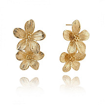 Stainless steel earrings plated with 14k gold, stud KST3263