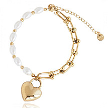 Surgical steel wrist bracelet, gold-plated with 14k gold, Lustrous Love Collection BST1507