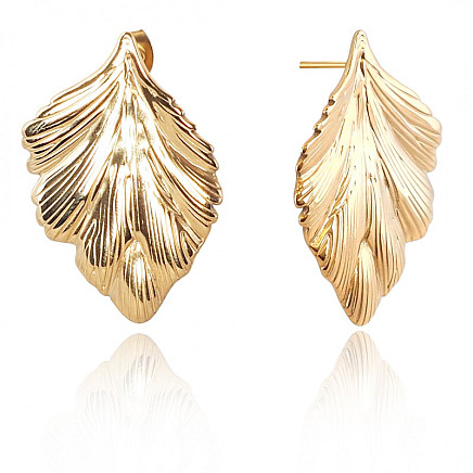 14k gold-plated stainless steel earrings, LEAVES stud KST3271