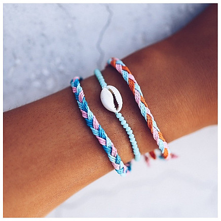 3in1 braided shell bracelet B346