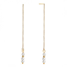 Drag and drop pearl earrings made of gold-plated stainless steel KST3276