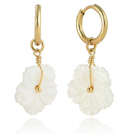 Flower hanging earrings made of gold-plated stainless steel KST3275