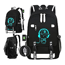 Universal school sports backpack with glow-in-the-dark graphics USB PL157